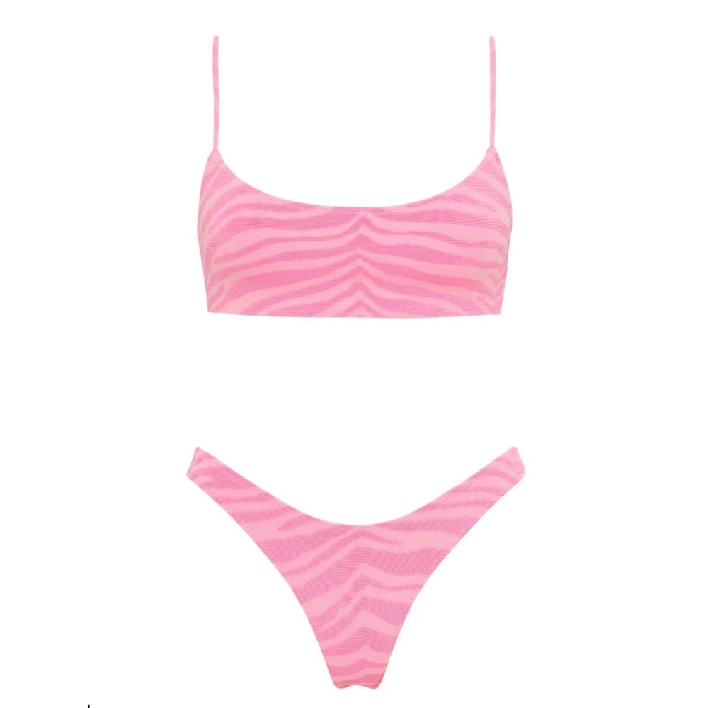 Triangl Mica Moreno Bikini Pink Zebra Print Textured